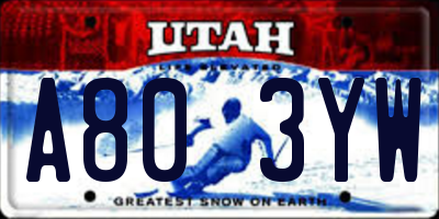 UT license plate A803YW