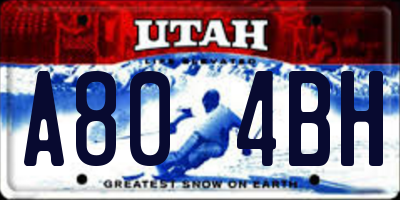 UT license plate A804BH