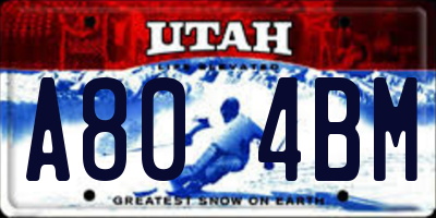 UT license plate A804BM