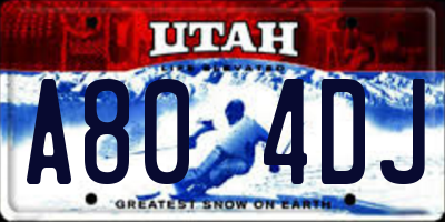 UT license plate A804DJ