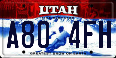 UT license plate A804FH
