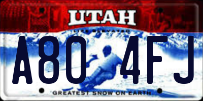 UT license plate A804FJ