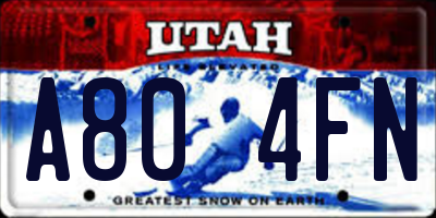 UT license plate A804FN
