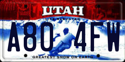 UT license plate A804FW
