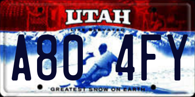 UT license plate A804FY