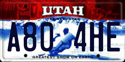 UT license plate A804HE