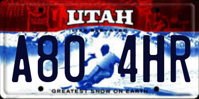 UT license plate A804HR
