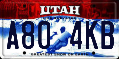 UT license plate A804KB