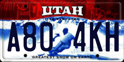 UT license plate A804KH