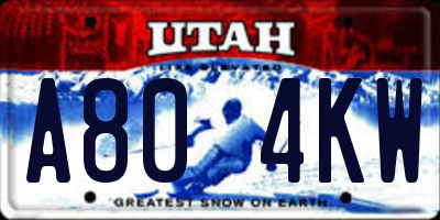 UT license plate A804KW