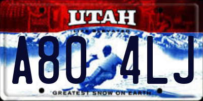 UT license plate A804LJ
