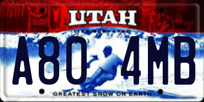 UT license plate A804MB