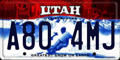 UT license plate A804MJ