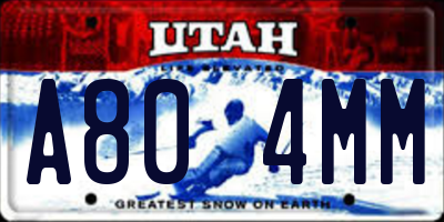 UT license plate A804MM