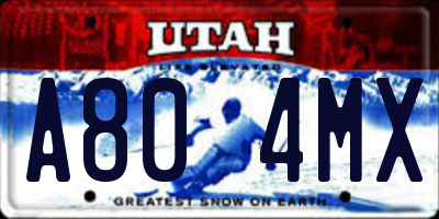 UT license plate A804MX