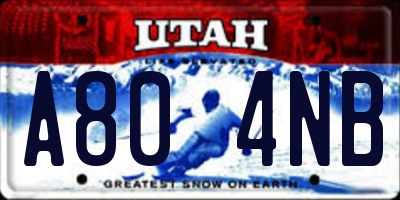 UT license plate A804NB