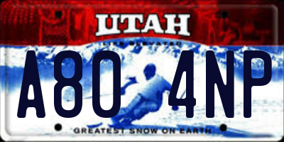 UT license plate A804NP