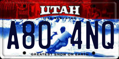 UT license plate A804NQ