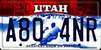 UT license plate A804NR