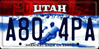 UT license plate A804PA