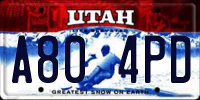UT license plate A804PD