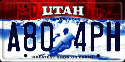 UT license plate A804PH