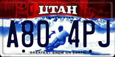 UT license plate A804PJ