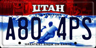 UT license plate A804PS