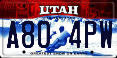 UT license plate A804PW