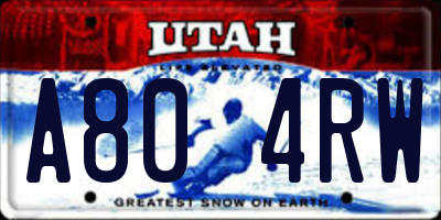 UT license plate A804RW