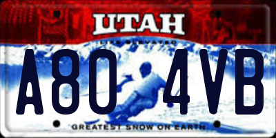 UT license plate A804VB