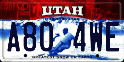 UT license plate A804WE