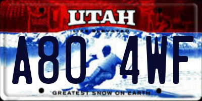 UT license plate A804WF