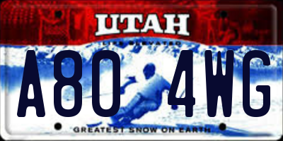 UT license plate A804WG