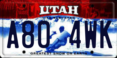 UT license plate A804WK