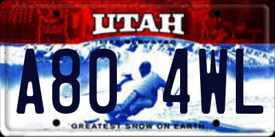 UT license plate A804WL