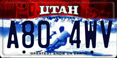 UT license plate A804WV