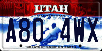 UT license plate A804WX