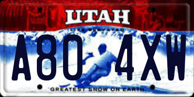 UT license plate A804XW