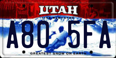 UT license plate A805FA