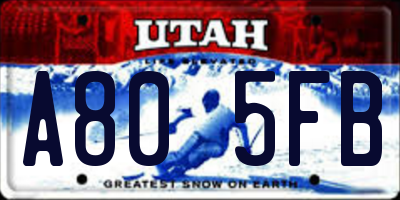 UT license plate A805FB