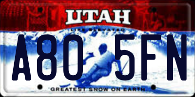UT license plate A805FN