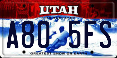 UT license plate A805FS