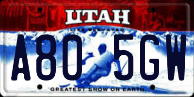UT license plate A805GW