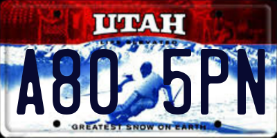 UT license plate A805PN