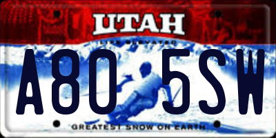 UT license plate A805SW