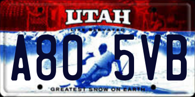 UT license plate A805VB