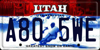 UT license plate A805WE