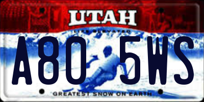UT license plate A805WS