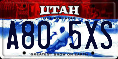 UT license plate A805XS